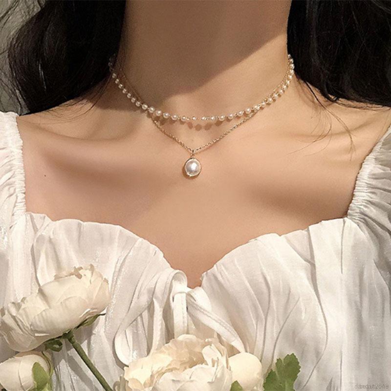 vòng cổ Nữ Mạ Bạc Đính Ngọc Trai Nhân Tạo