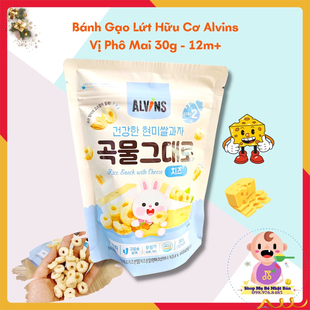 Bánh Gạo Lứt Hữu Cơ Alvins - Bánh Organic Cho Bé Ăn Dặm Từ 6 - 12 Tháng Tuổi