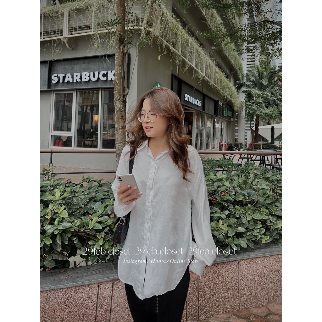 [Ảnh thật/Video] Set áo sơ mi trắng oversize kèm quần legging lửng - 29feb.closet- S11