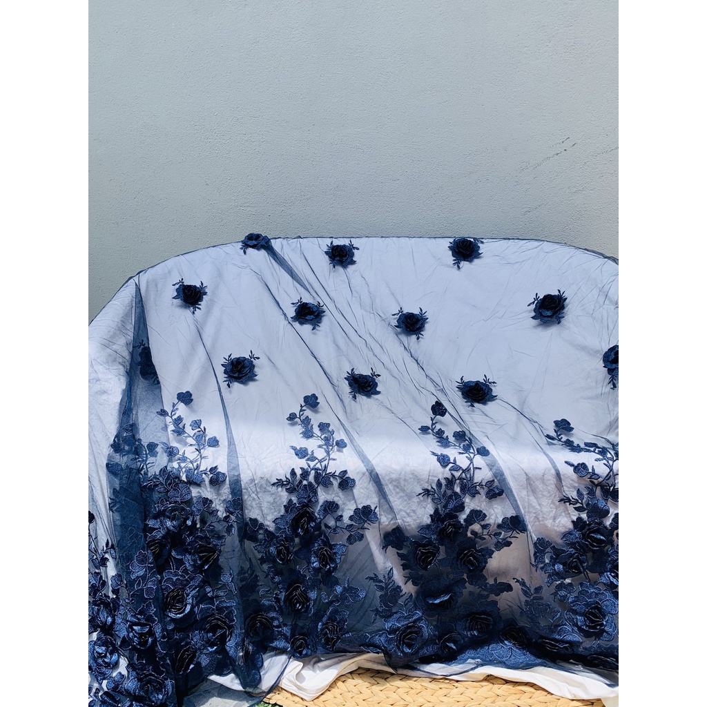 Vải Ren Hoa 3D Họa Tiết Xinh Xắn - Làm Phông Và Phụ Kiện Chụp Hình Trang Trí /Đồ Handmade/ Rèm Chửa/ Khăn Trải Bàn