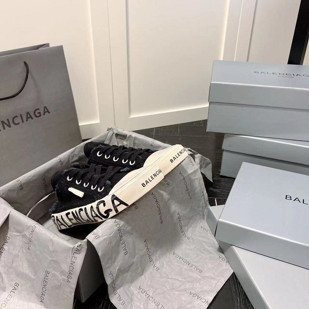 Giày Balenciag 3D Phiên Bản 35-42 Cổ Thấp Màu Đen Thời Trang Cho Nam Và Nữ