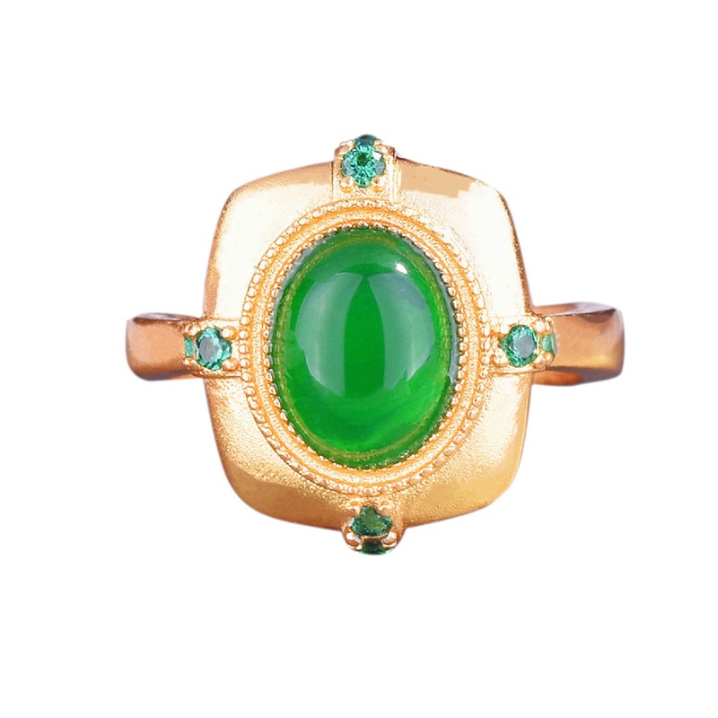 Nhẫn Đính Đá Zircon Hình Oval Màu Sắc Sang Trọng
