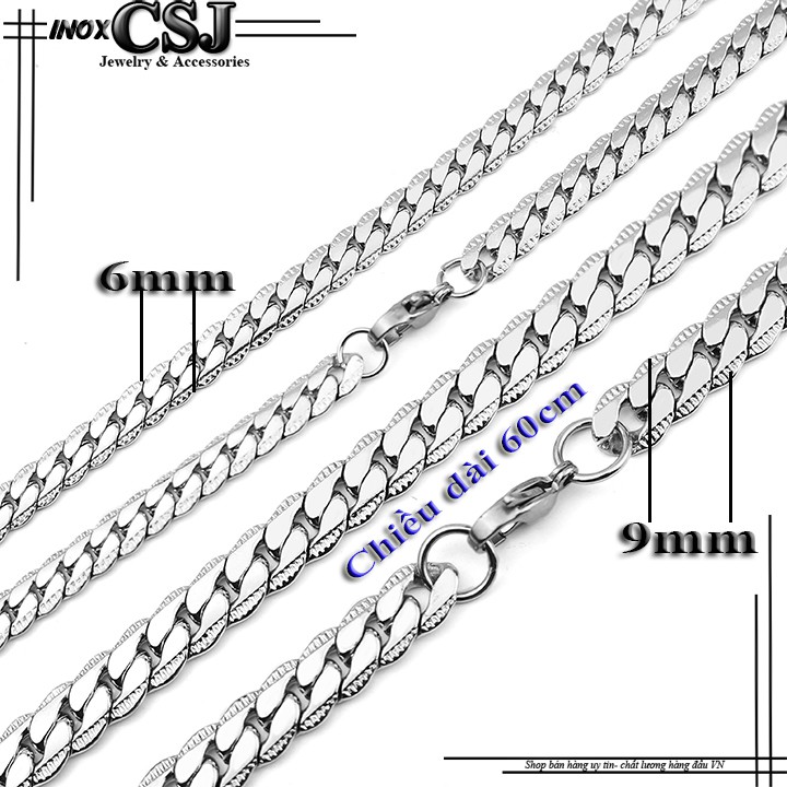 Dây chuyền nam inox kiểu lặc khít chạm 2 bên sáng đẹp, không đen, không gỉ hợp thời trang