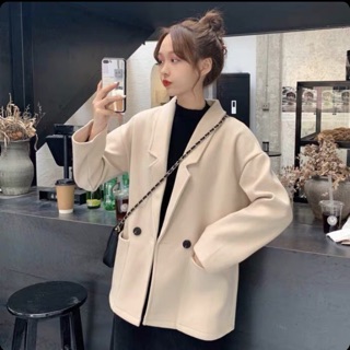 Áo dạ be túi hộp