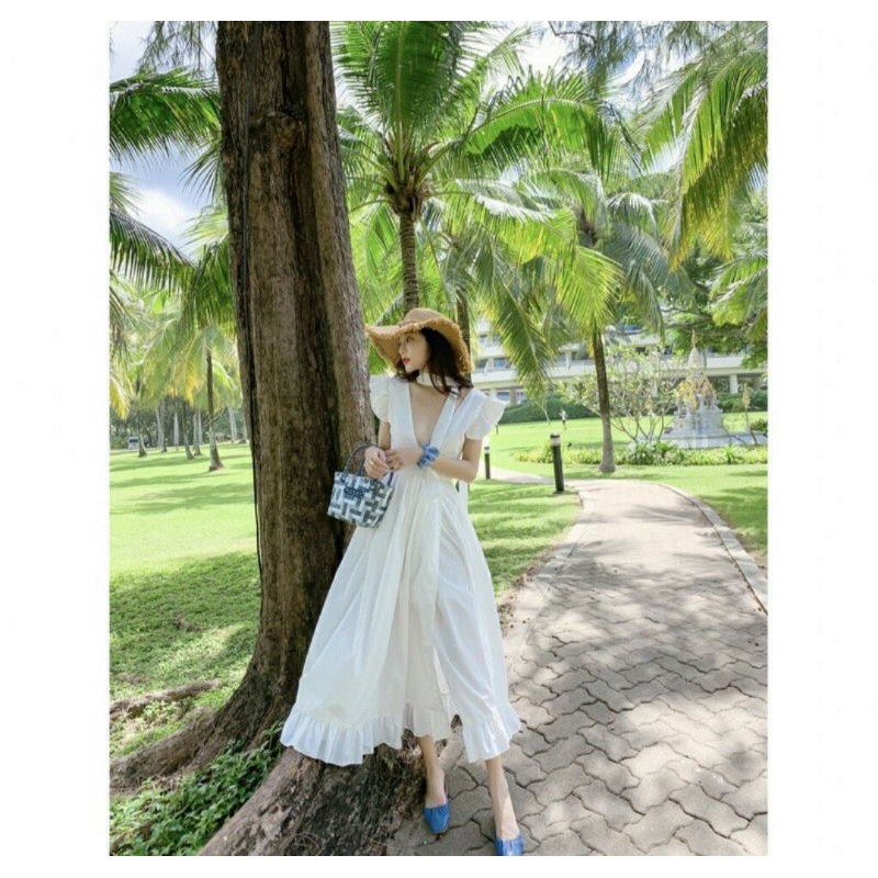 Đầm Vintage Tay Cánh Tiên Cổ V Hở Lưng SEXY Quyến Rũ kèm hình ảnh thật | BigBuy360 - bigbuy360.vn