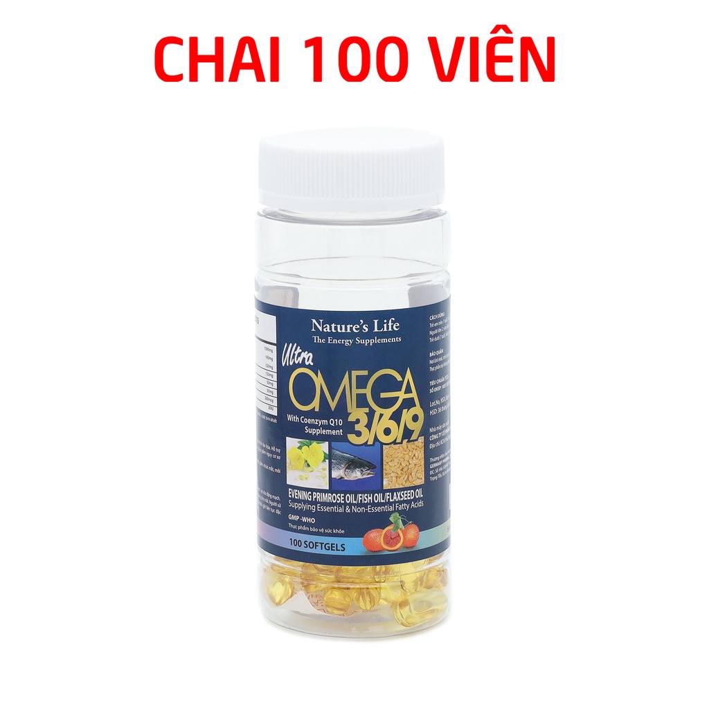 Dầu Cá Omega Alaska 3,6,9 Tăng Cường Thị Lực , Sáng Mắt,  Hỗ Trợ Hệ Tim Mạch , Trí Não ,- Hộp 100v