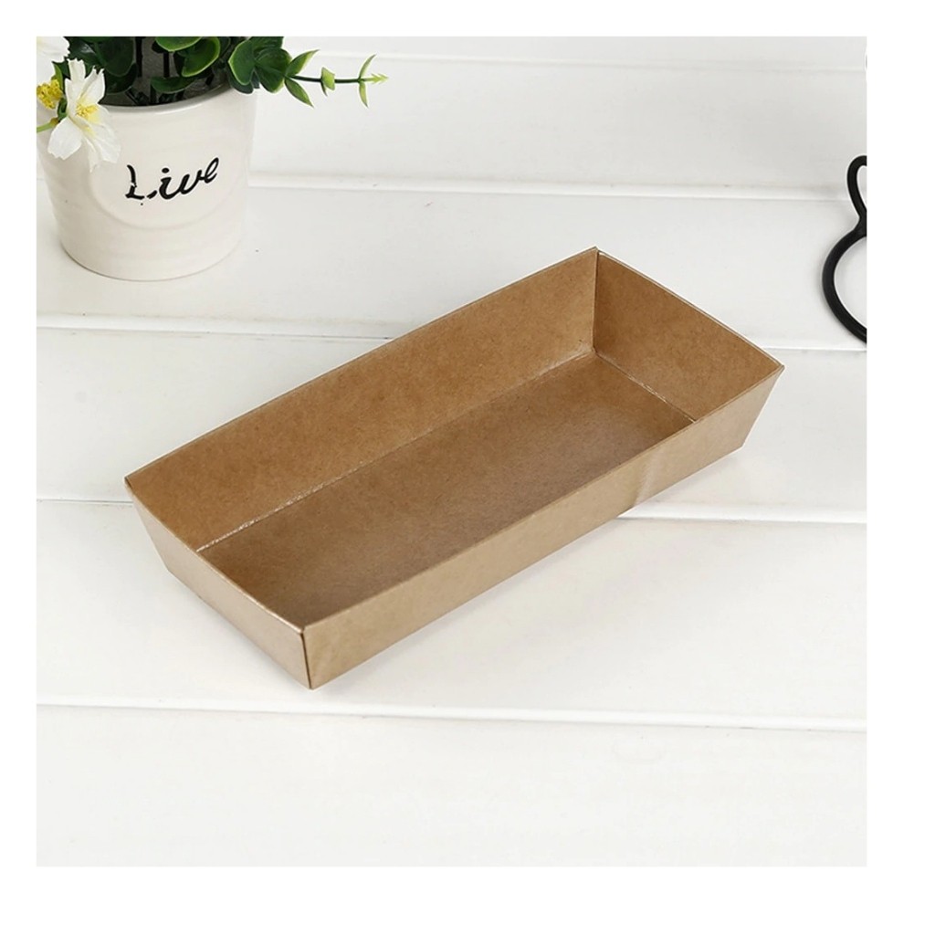 Hộp Giấy Kraft Chữ Nhật Nắp PET Màu Nâu Đựng Bánh Set 50c