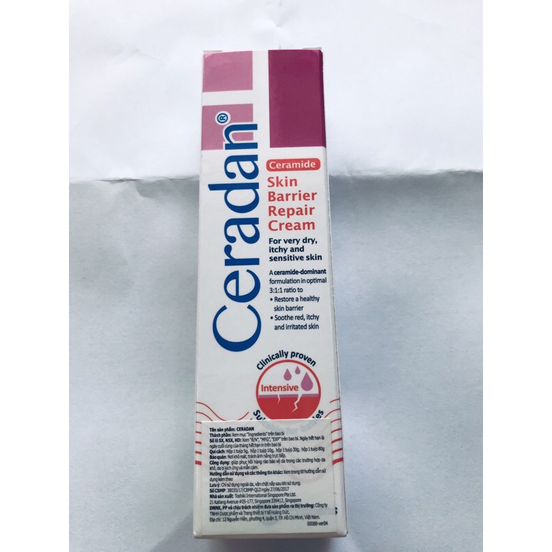 Kem dữơng ẩm Ceradan ceramide-dominant skin barrier repair cream ( bé từ 0 tuổi da khô, chàm ...)(made in singapore)