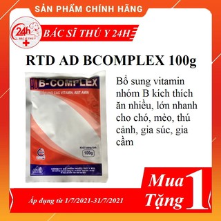 Thuốc thú y Bổ sung vitamin chó mèo thú cưng AD Bcomplex 100g kích thích ăn nhiều mau lớn