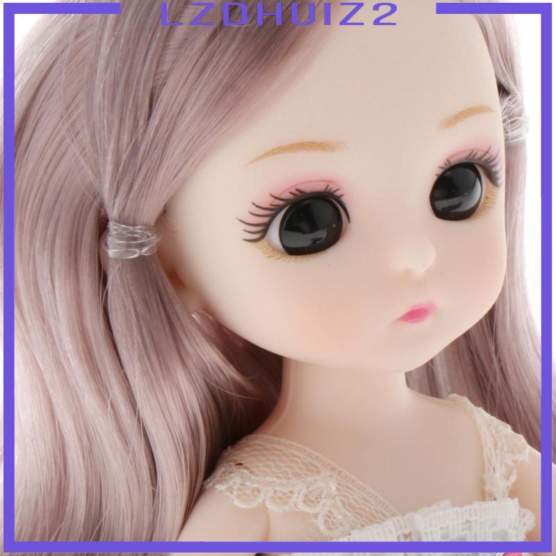 Les Fleurs 16cm BJD Doll 13 Ball Jointed Girl Eyes Face Makeup Wig Clothes Style1