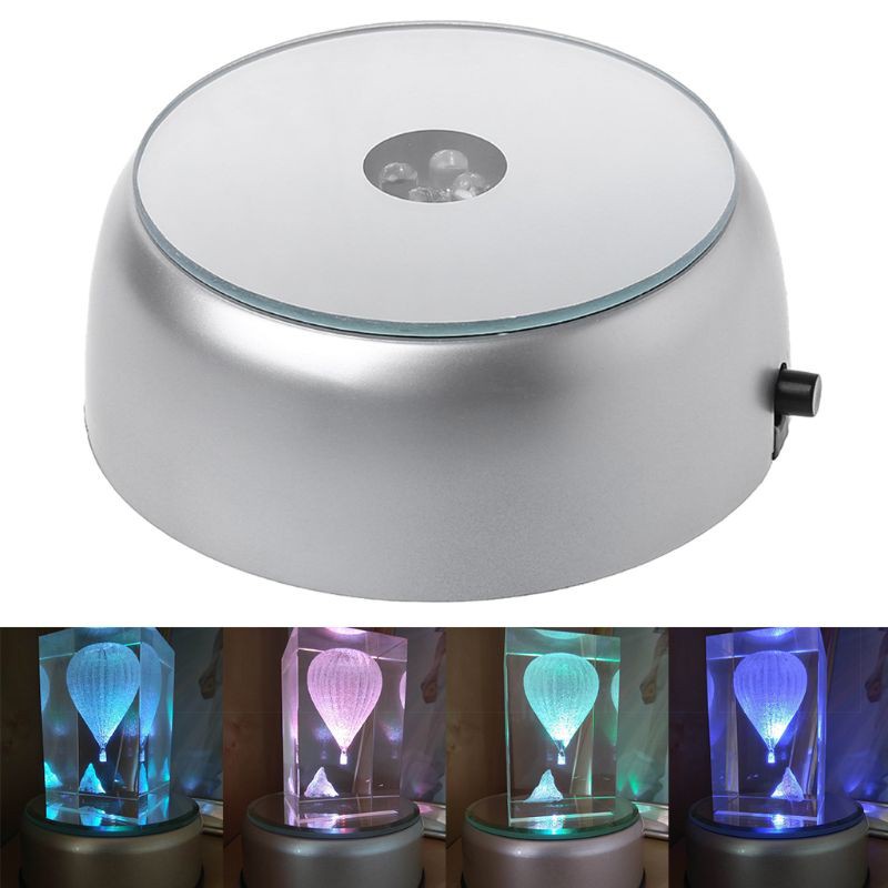 SPMH 4-LED Round Luminous Base Laser Light Stand Holder For Cocktail Crystal Glass Transparent Objects Display