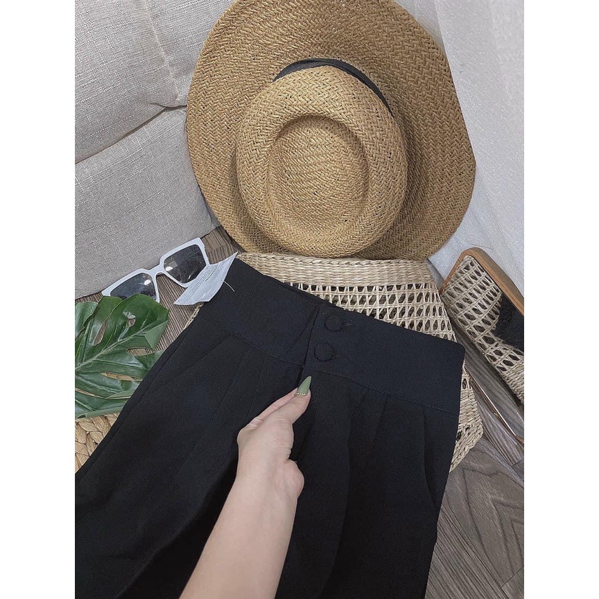 Quần baggy nữ cạp cao 2 khuy bọc dáng dài quần tây công sở chuẩn form tôn dáng