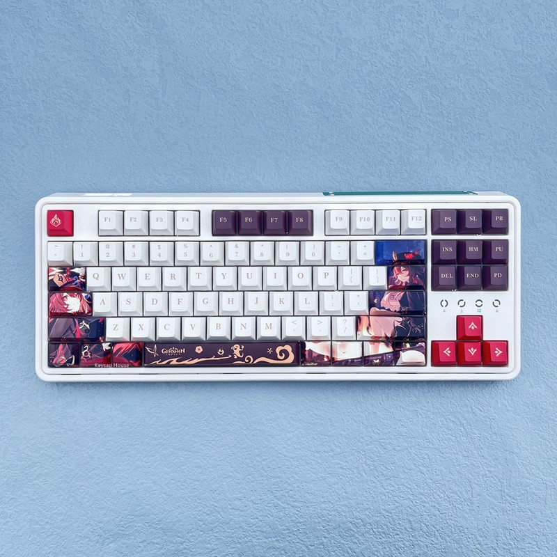 Hu Tao Keycap Genshin Impact Keycap Cherry Profile PBT Dye Thăng hoa Bàn phím cơ Keycap Anime Keycap 137 Phím