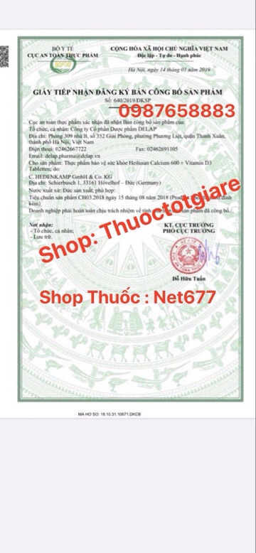 Heilusan Calcium 600 + Vitamin D3 - Hỗ trợ hấp thụ canxi giúp răng và xương chắc khoẻ