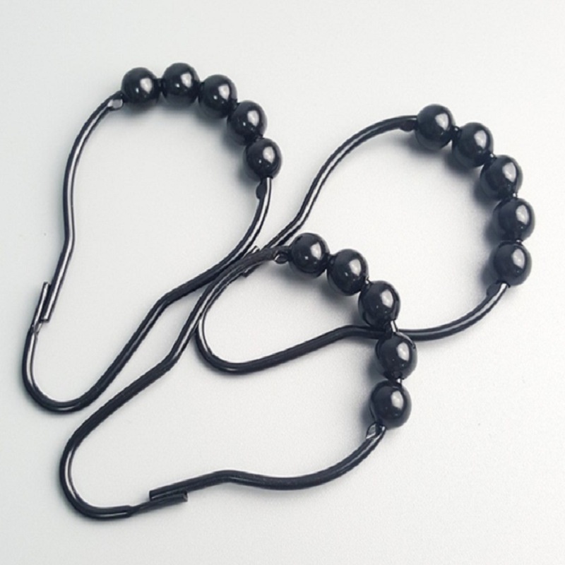 Bộ 12 Móc Treo Rèm Nhà Tắm Bằng Thép Không Gỉ Màu Đen