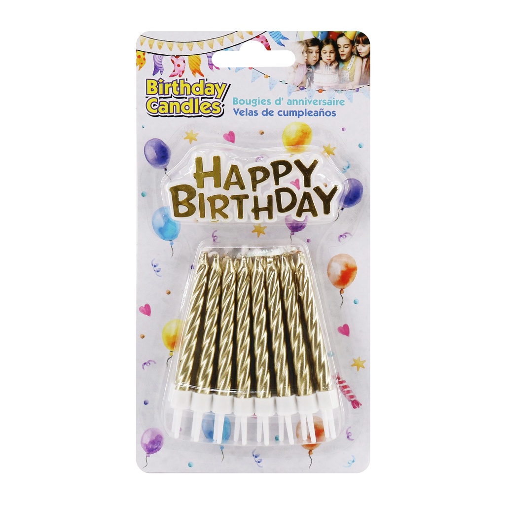 Nến màu vàng 16 cái + Happy Birthday Uncle Bills YA0086