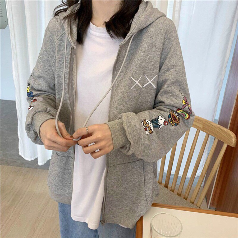 ÁO HOODIE - ÁO KHOÁC NỈ NGOẠI Dây Kéo XX (HD2080 - In Hoạt Hình Tay) | BigBuy360 - bigbuy360.vn