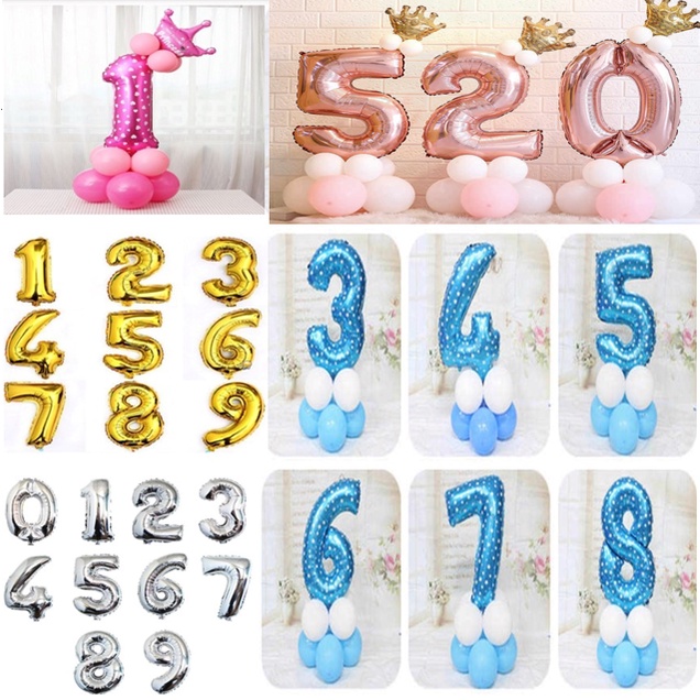 Bong Bóng Hình Chữ Số To 70cm Lá Nhôm 0-9, Bong Bóng Số Tuổi Trang Trí Tiệc Sinh Nhật Happy Birthday