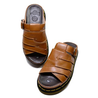 Dép Nam Quai Ngang Doctor Dr.Martens Da Bò Cao Cấp Hàng VNSX - Đế Lót Da Bò - Mã D9