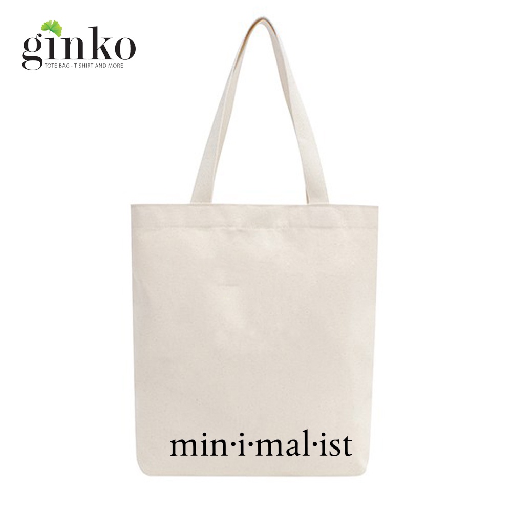 Túi vải tote Ginko dây kéo phong cách ulzzang Hàn Quốc in hình minimalist