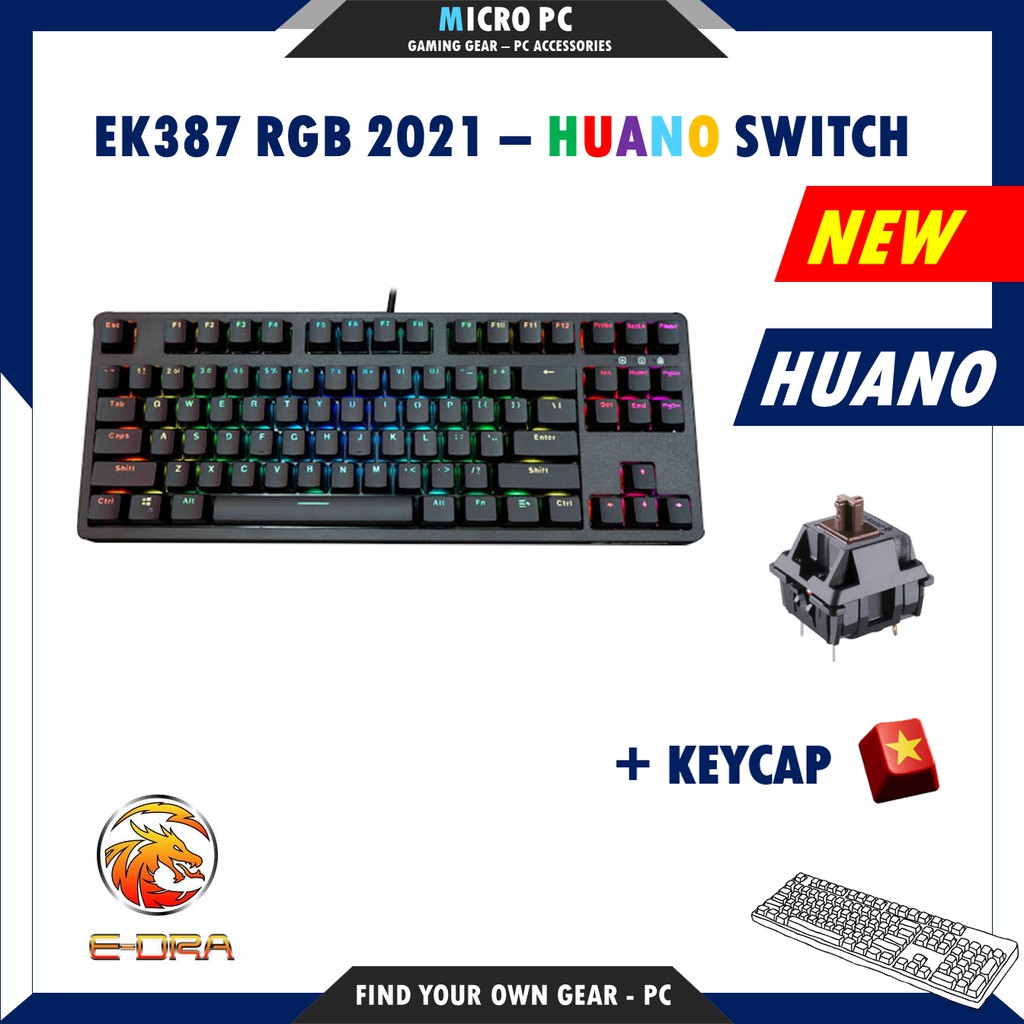 Bàn Phím Cơ Gaming🎮FREESHIP🎮 E-DRA EK387 RGB 2021 (Huano Switch/Type C/Cherry Stab) - Hàng chính hãng BH 24 tháng | WebRaoVat - webraovat.net.vn