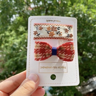 Set kẹp tóc handmade cho bé bằng vải thêu cao cấp