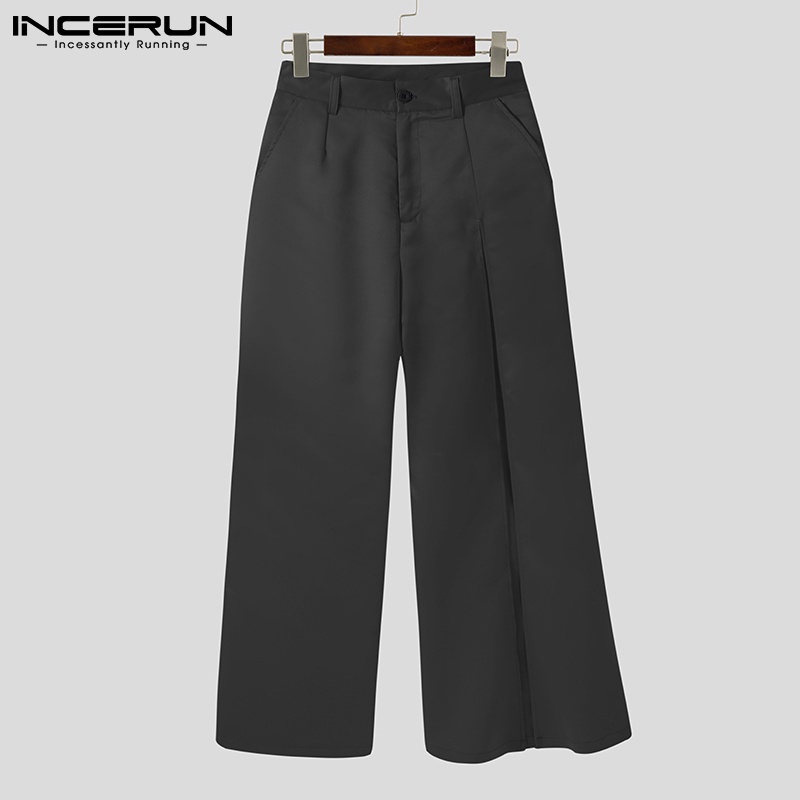 Quần dài suông rộng INCERUN lưng cao xẻ trước thiết kế thời trang nam