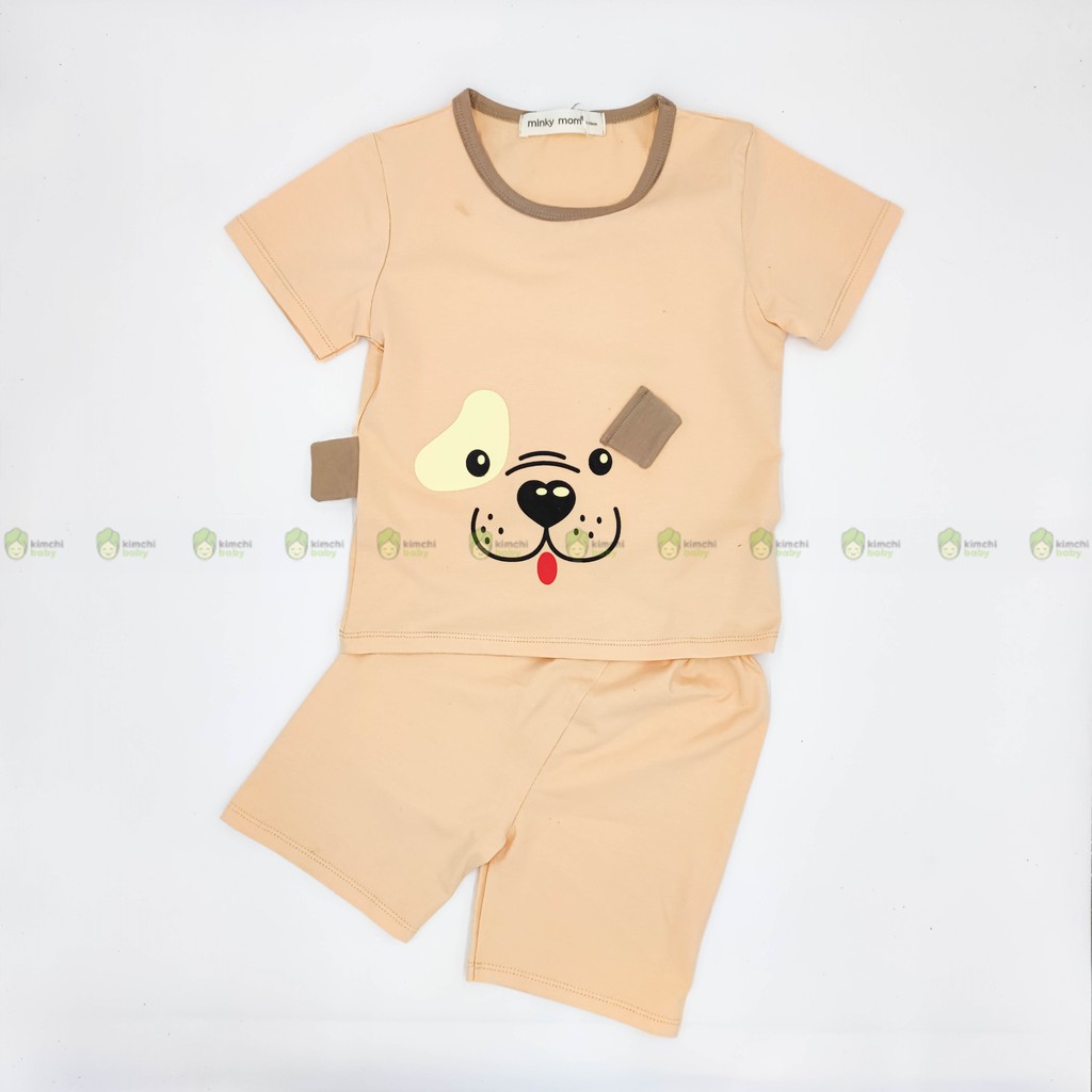 Đồ Bộ Bé Trai, Bé Gái Minky Mom Chất Cotton 100% Họa Tiết Động Vật 3D Dễ Thương, Bộ Cộc Tay Cho Bé Mặc Nhà MKM2107