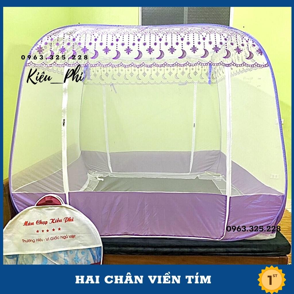 Mùng chụp tự bung Kiều Phi - Màn chụp người lớn đỉnh vuông viền chân gấp gọn 1m2 1m4 1m6 1m8 2m2 tiện dụng