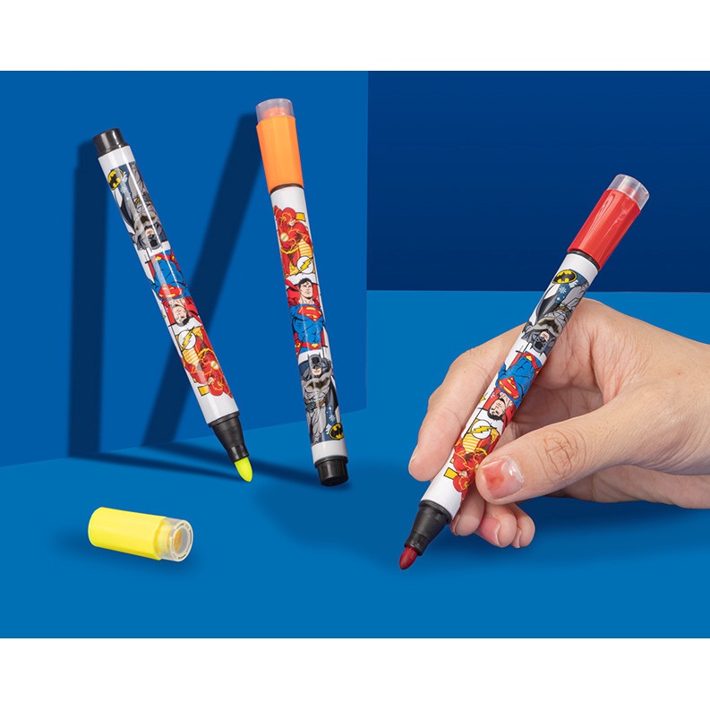 Bút màu nước hộp nhựa quai xách Deli họa tiết siêu nhân - 12 màu/24 màu/36 màu - HE100