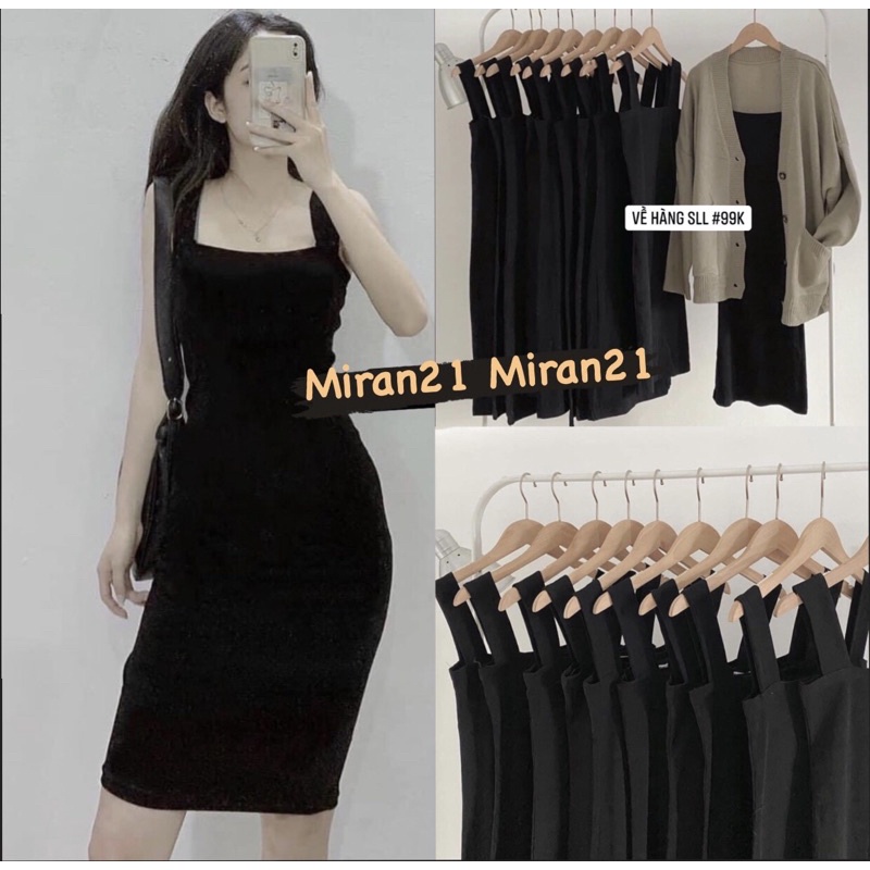 Váy Đen Body Hai Dây Bản To