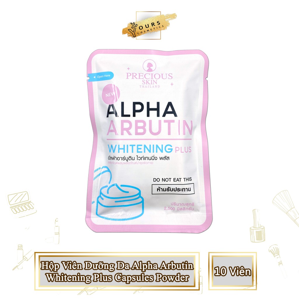 [Auth Thái] Hộp 10 Viên Dưỡng Da Alpha Arbutin Whitening Plus Capsules Powder