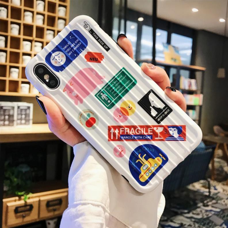 Ốp lưng iphone HEO NHIỀU HÌNH FRAGILE - ỐP IPHONE DẺO NỔI SỌC - VALI 3D -Hồng Anh Case