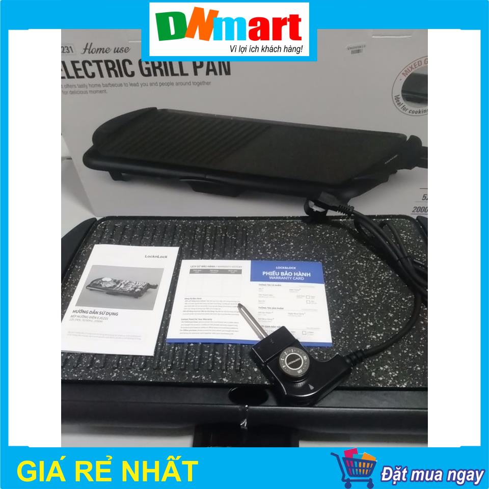 Bếp nướng điện Lock&lock EJG231 công suất 2000W mặt đá, bảo hành 12 tháng