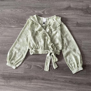 ÁO KIỂU NỮ ĐẮP CHÉO THÊU LÁ