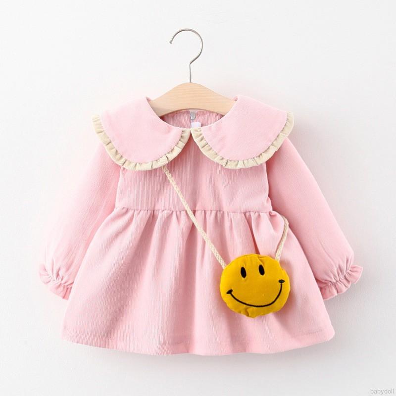 Đầm tay dài chất cotton cho bé gái