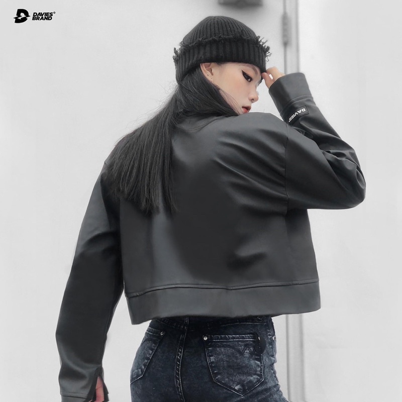 Áo khoác nữ đẹp da màu đen ngắn leather cropped jacket local brand Davies| D15-AK32 | BigBuy360 - bigbuy360.vn