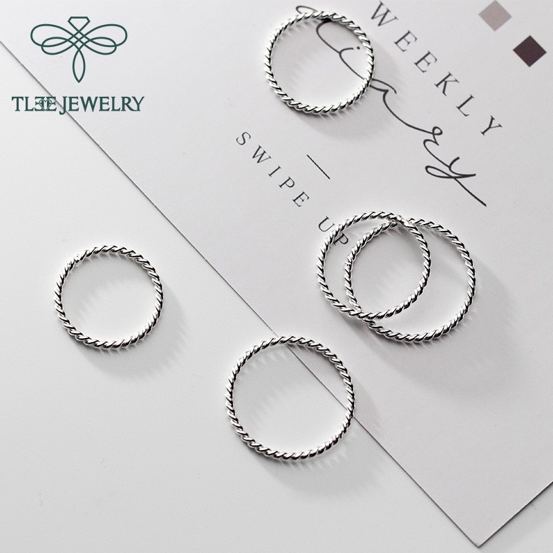 Nhẫn bạc TLEE xoắn bạc nguyên chất basic cá tính TleeJewelry A0279