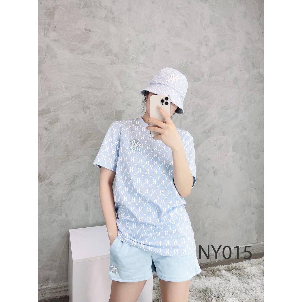 (HÀNG XUẤT XỊN) Áo xanh in mono logo thêu Ny015 Mờ lờ bê Monogram Blue Sky