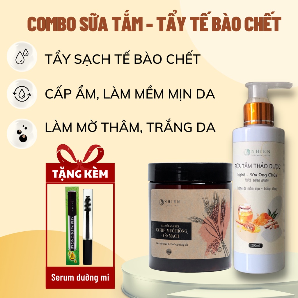 Tẩy da chết body cà phê - muối hồng - yến mạch làm sạch sâu, dưỡng da mềm mịn