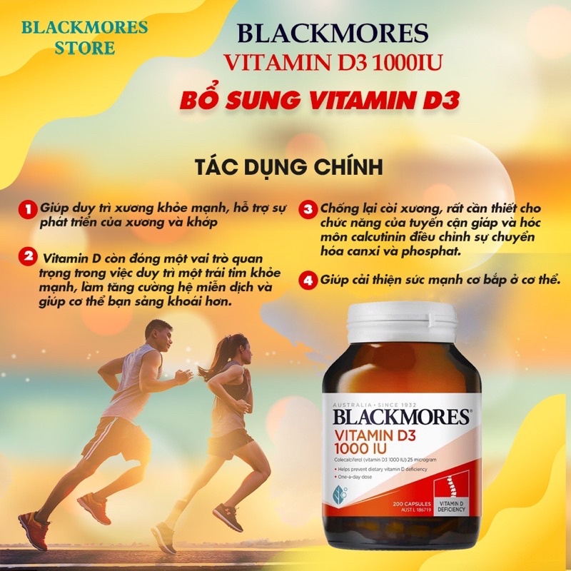 Viên uống Vitamin D3 Blackmores hàm lượng 1000IU