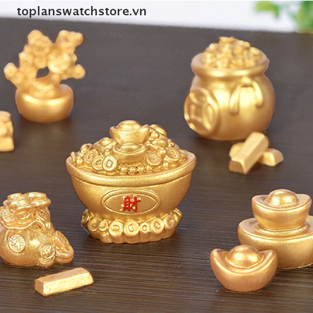 Phụ Kiện Trang Trí Phong Cảnh Năm Mới Bằng Nhựa Resin Màu Vàng DIY