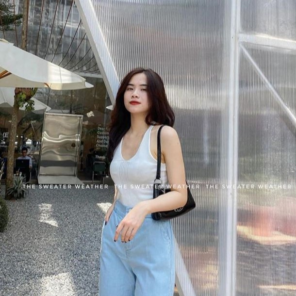 ÁO CROPTOP LEN CỔ YẾM BUỘC DÂY SIÊU XINH - KALI CROPTOP