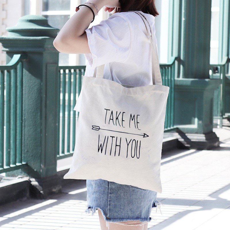 Túi Vải Tote Mũi Tên With You Có Dây Kéo P1522