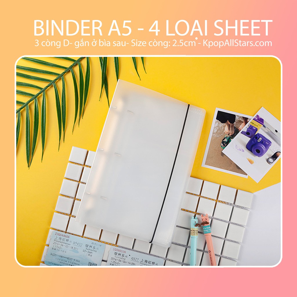 [HOT- NHỎ GỌN CỨNG CÁP] Sổ Binder Size A5 đựng được 360 card 6.5x9cm- 5 loại sheet-  gọn nhẹ, dễ dàng mang đi offline