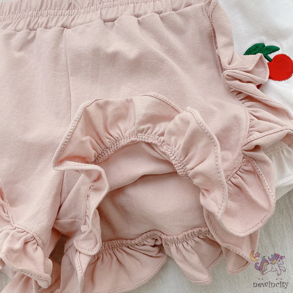 Quần short họa tiết anh đào phong cách Hàn Quốc mùa hè cho bé gái