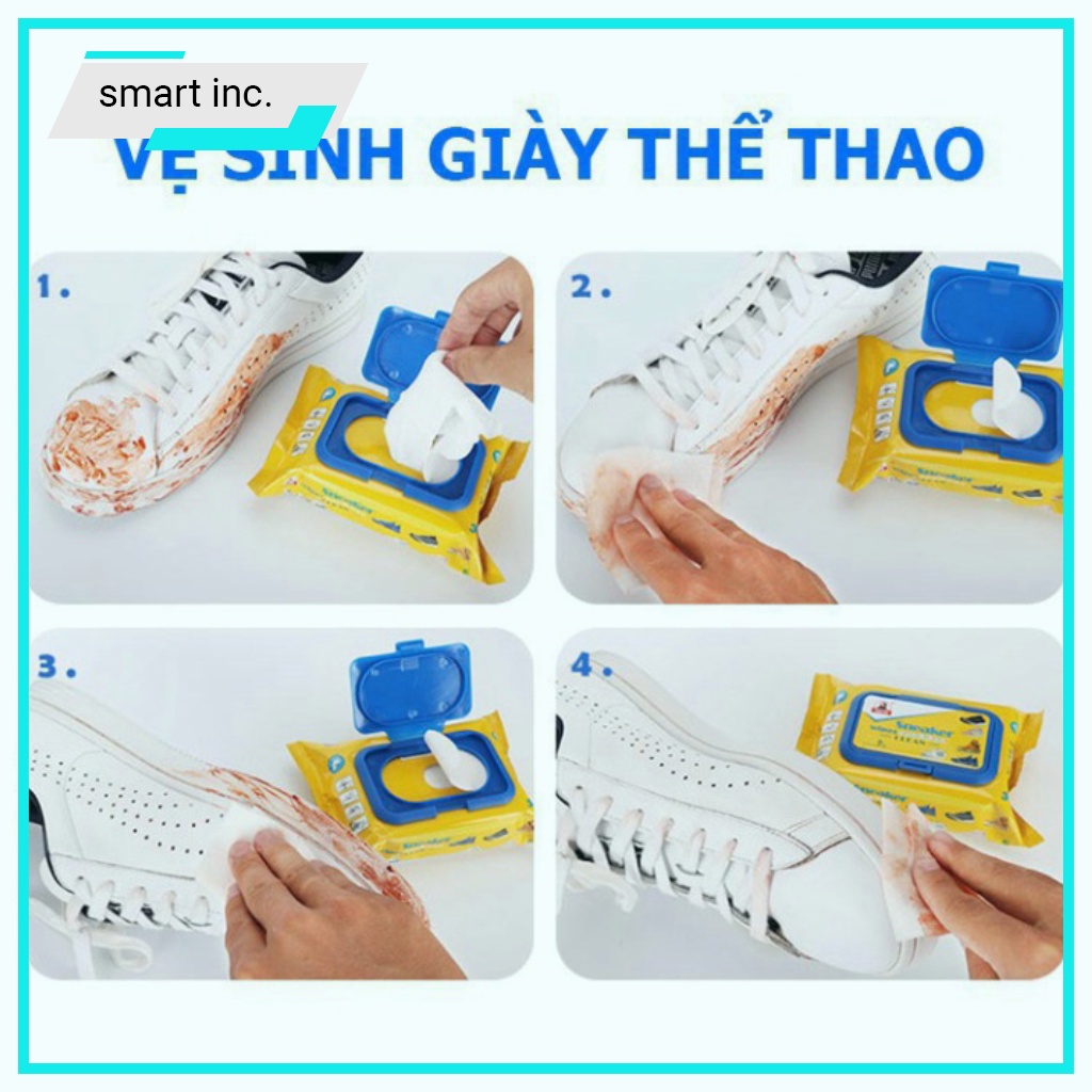 Khăn Ướt Lau Giày Dép Thể Thao Sneaker Tẩy Rửa Vết Bẩn Bám Đa Năng Chuyên Dụng