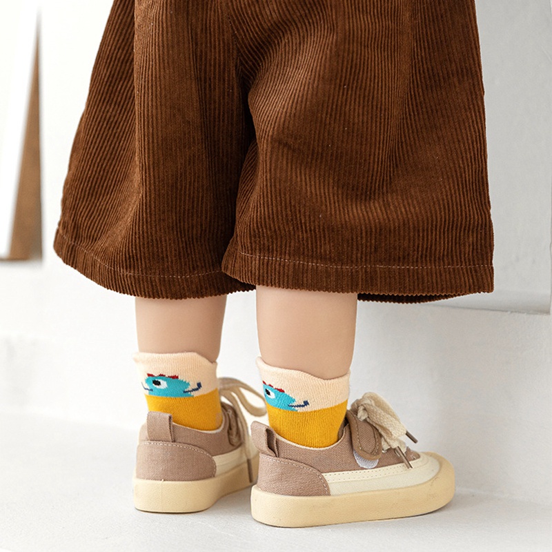 Bộ 3 Đôi Vớ Cotton Thoáng Khí Chống Trượt In Họa Tiết Hoạt Hình Dễ Thương Cho Bé Sơ Sinh