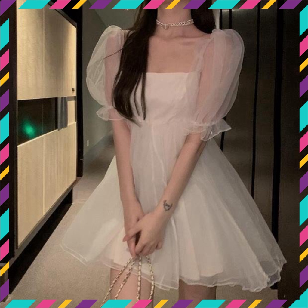 Váy Nữ, Váy Babydoll Voan Tay Phồng Style Tiểu Thư Công Chúa, Vải Voan Tơ 2 Lớp Tay Phồng | BigBuy360 - bigbuy360.vn