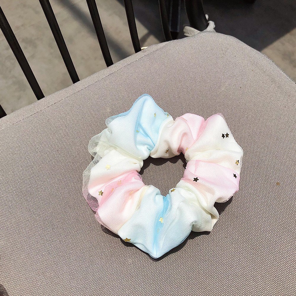 Buộc tóc Scrunchies hai lớp cao cấp màu galaxy